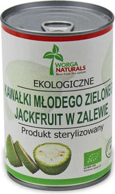 ชิ้นแจ็คฟรุตสีเขียวอ่อนในน้ำเกลือ ออร์แกนิค 400 กรัม (220 กรัม) (กระป๋อง) - WORGA NATURALS